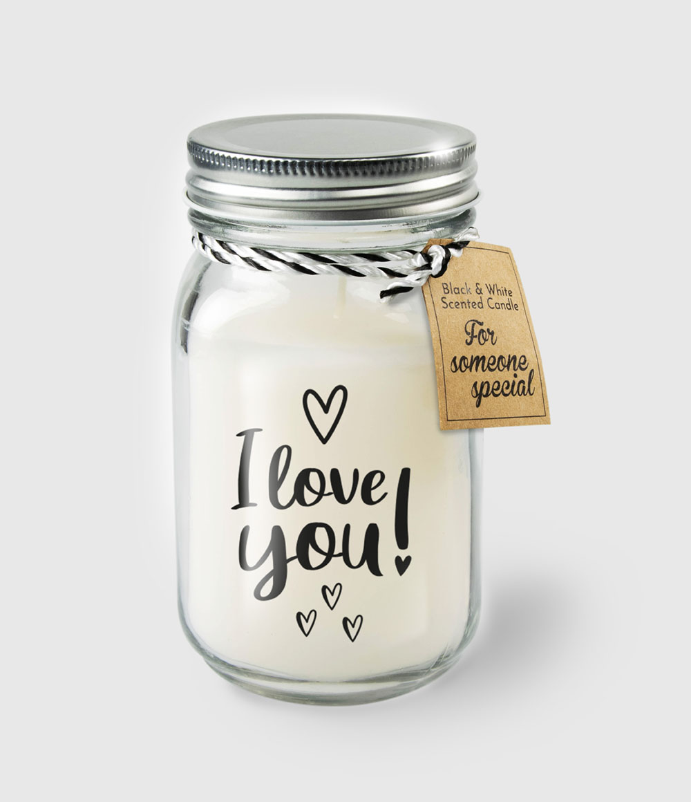 Paperdreams Black & White Scented Candles - I Love You