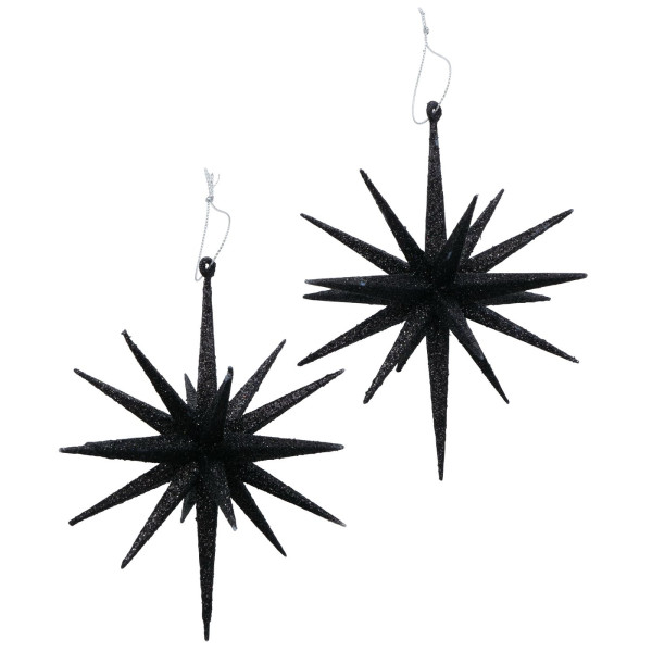 Deco Hanger ster H15cm zwart 2-delig