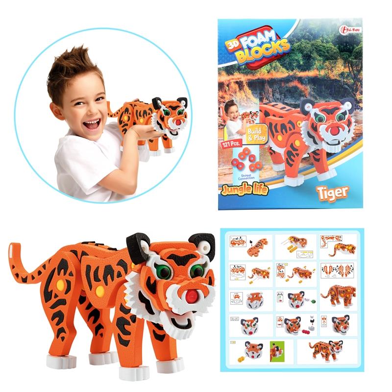 Toi Toys 3D puzzel tijger junior 31,5 cm foam oranje