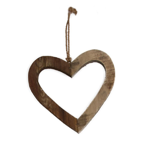 Hangdecoratie hart hout 28x28x1.7cm