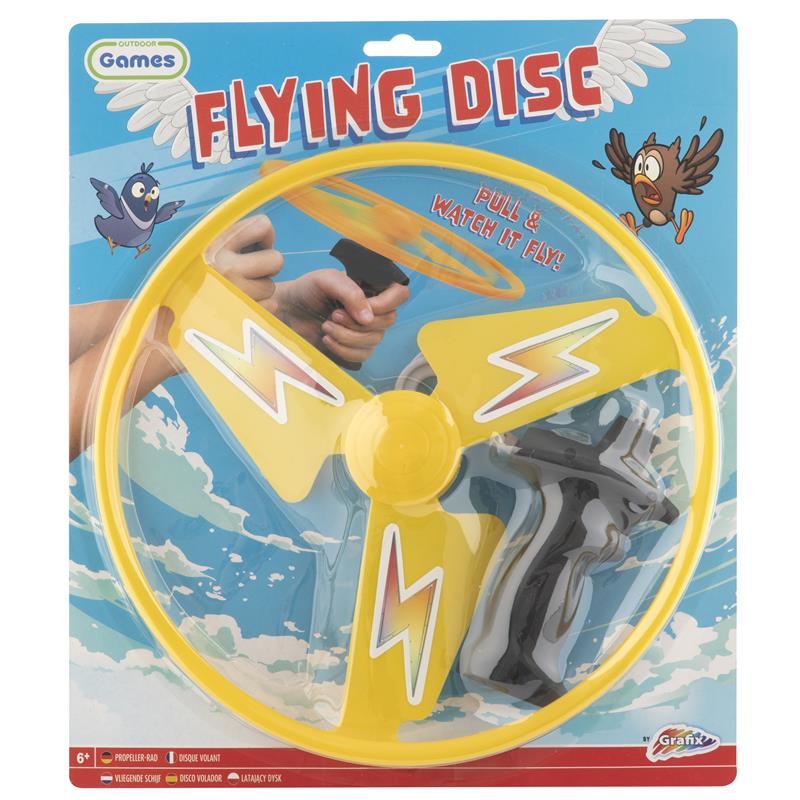Grafix Flying Disc Met Trekkoord. Trek, Kijk En Vlieg! Leeftijd Vanaf 6 Jaar