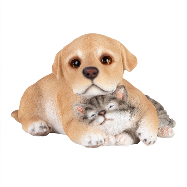 Esschert Pup met kitten polyresin