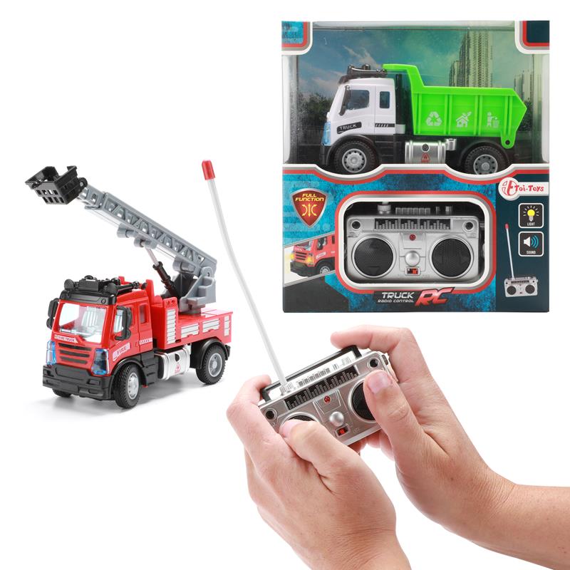 Toi Toys Mini vuilniswagen-brandweer RC