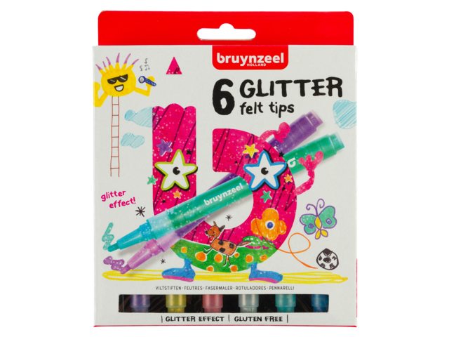 Bruynzeel Glitter Viltstiften 6 stuks