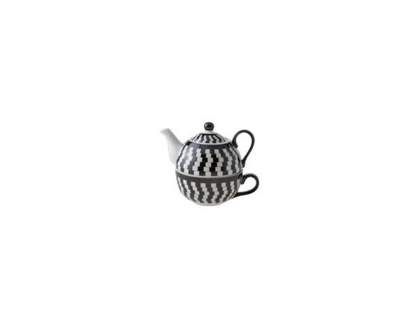 Tea for one Ø11,5xh14cm zwart/wit
