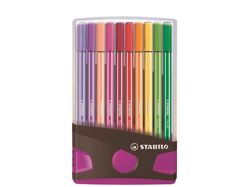 Stabilo viltstift pen 68 ColorParade antraciet-roze box a 20 stuks