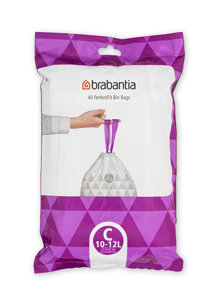 Brabantia PerfectFit afvalzak met trekbandsluiting code C 10-12L 40 stuks per dispenserverpakking