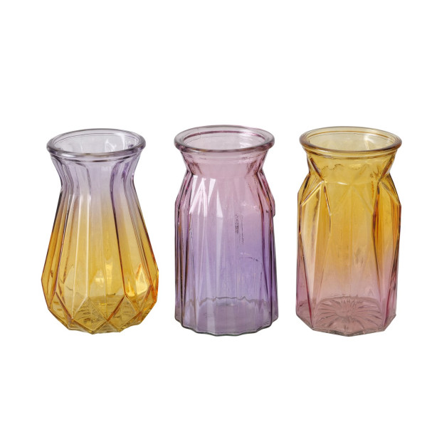 Vaas glas H15cm 2-kleurig lila/oranje