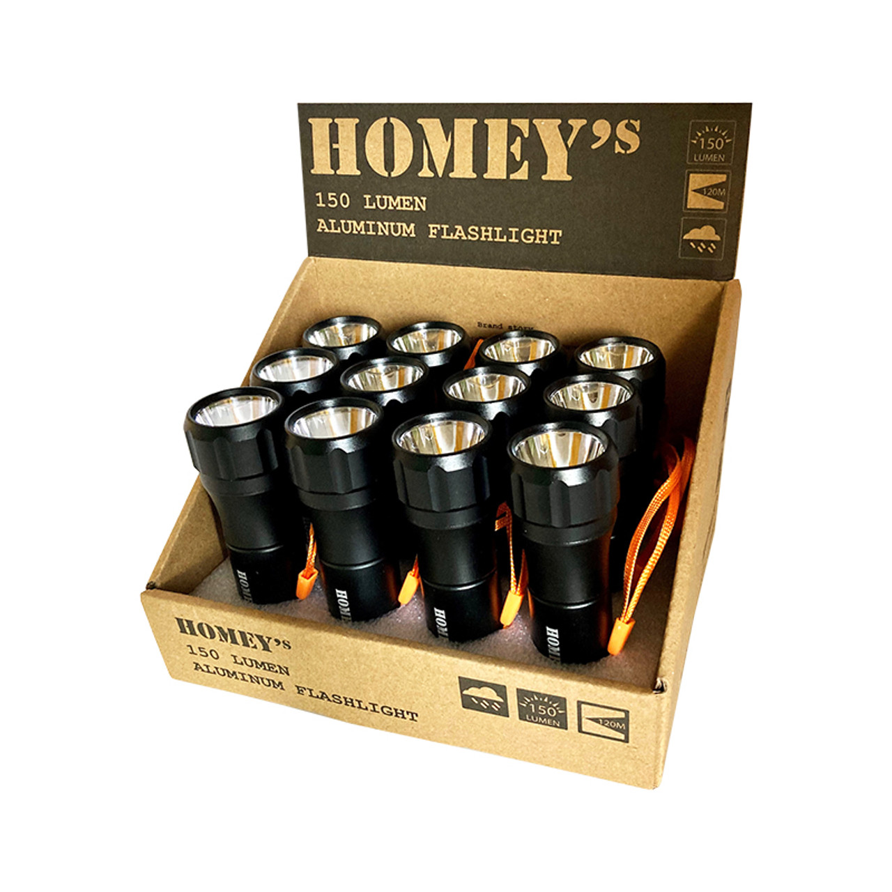 Homey's Mini Zaklamp LED Aluminium Display 12 Stuks