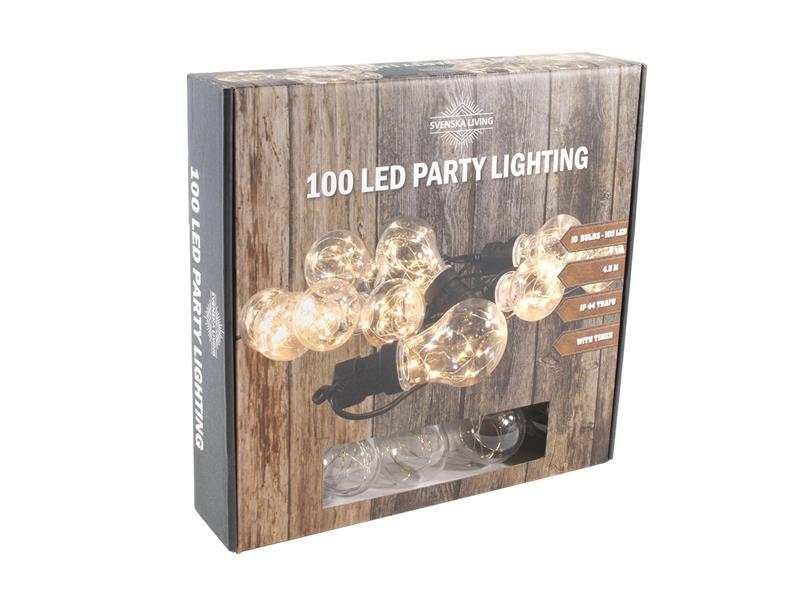 Partylights 10x 100warmLED ip44 + timer