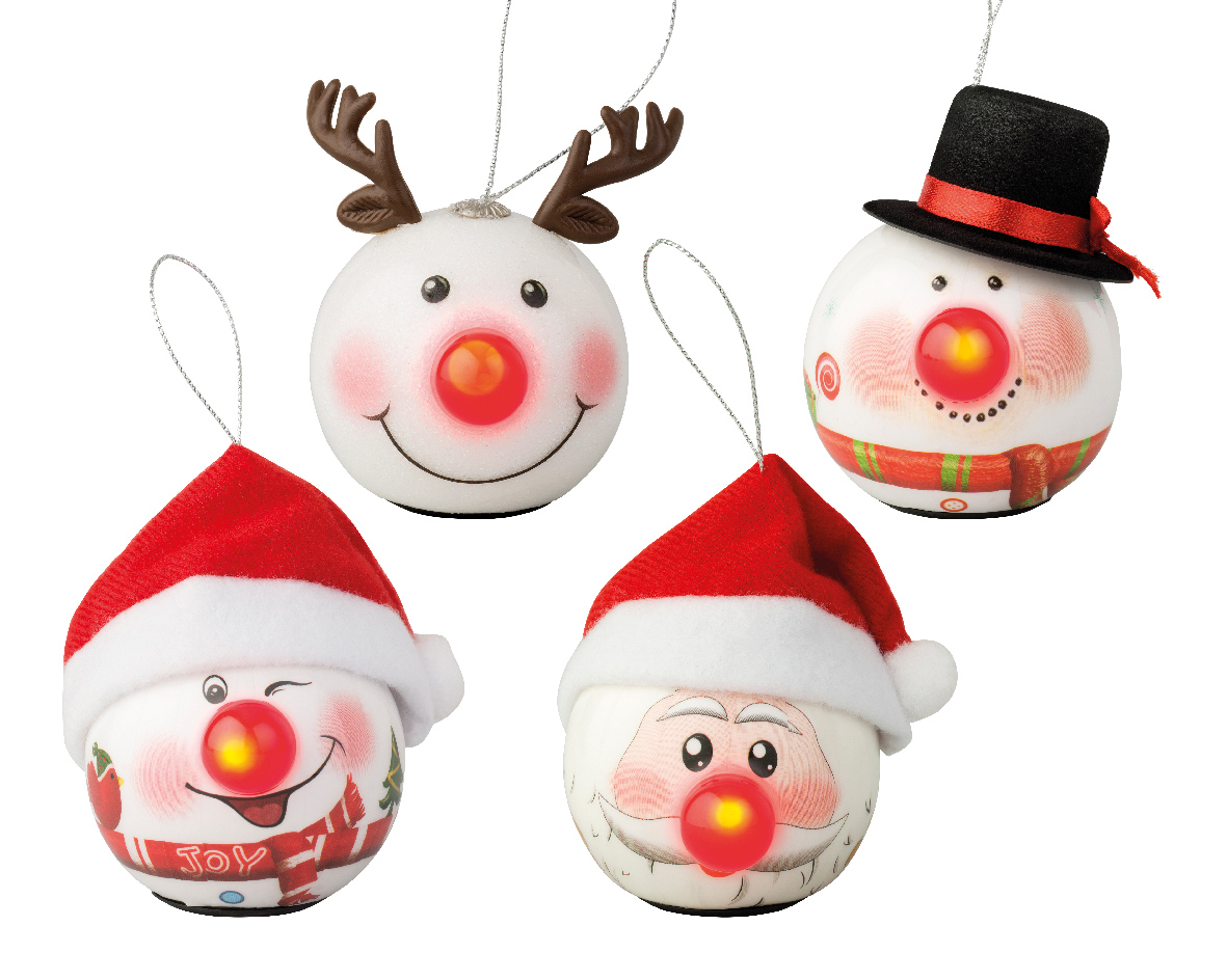 Lumineo LED Kerstbal Foam Gezicht Verkrijgbaar In Kerstman, Rendier, Sneeuwpop