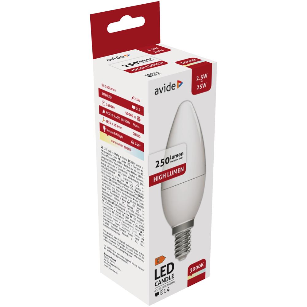 Avide LED Candle Lamp E14 4W 3000K Warmwit 320 Lumen A+
