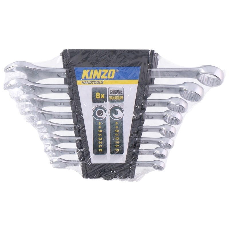 Kinzo 8-delig Steek/ringsleutelset In Houder In 8 Meest Gangbare Maten 6 To 19mm
