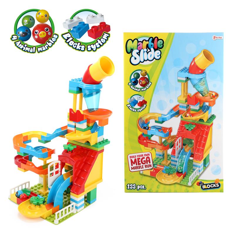 Toi Toys knikkerbaan Blocks junior groen-rood-blauw 133 stuks