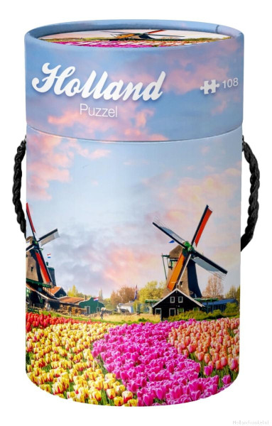 Puzzel in koker Holland 108 stukjes Tulp
