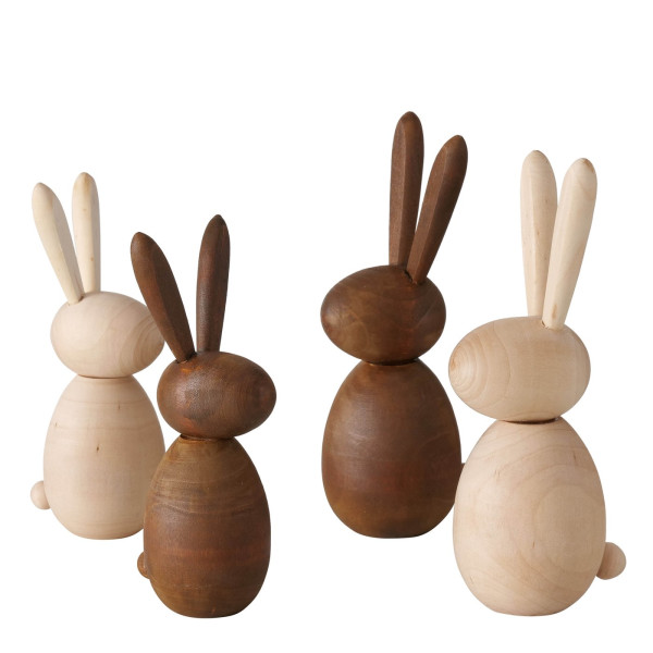 Deco beeld konijn hout set van 2