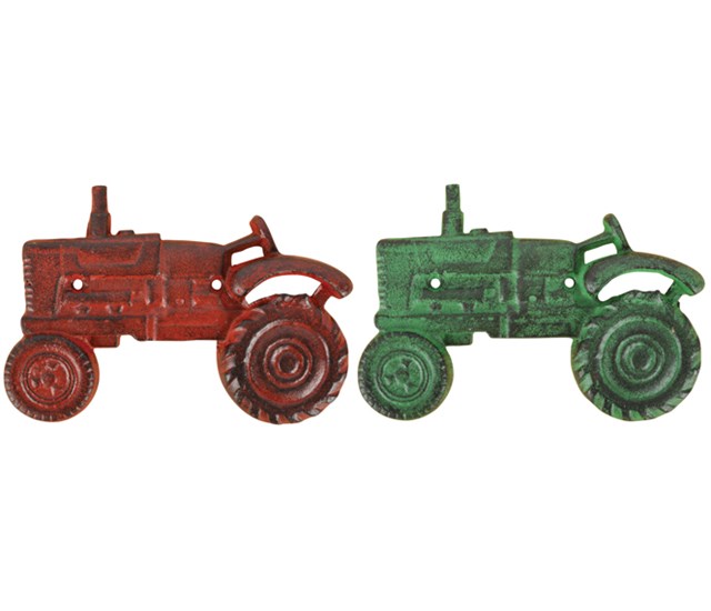 Flessenopener tractor 20cm rood of groen