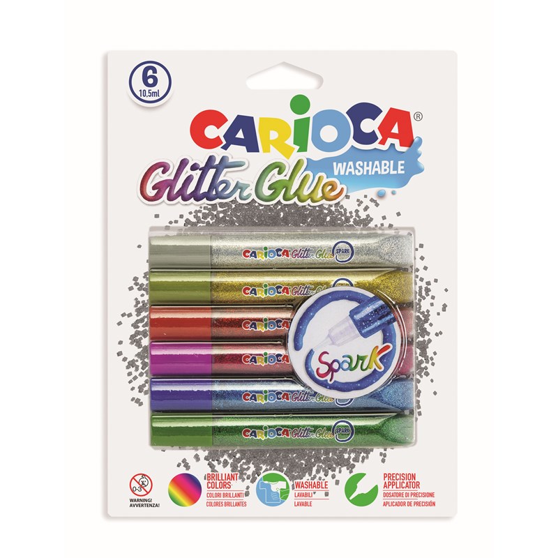 Carioca Glitterlijm Spark Op Blister 6x10,5ml