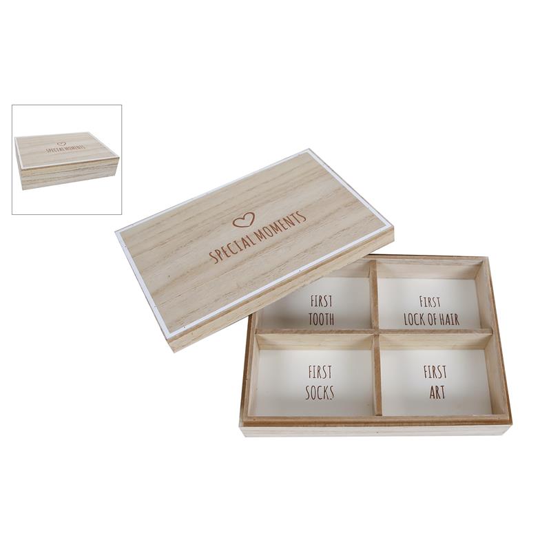 Opbergbox Special Moments Naturel-wit Hout 17,5x13x4cm