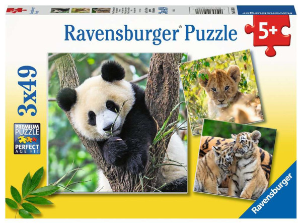 Ravensburger Panda, tijger puzzel 3x49st
