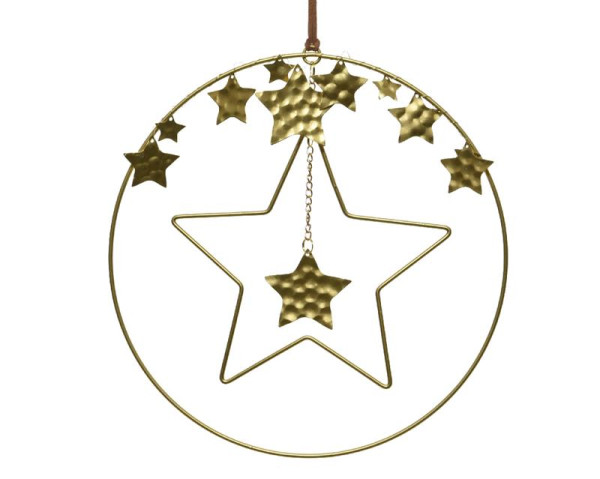 Kerstdecoratie ring met sterren dia25cm