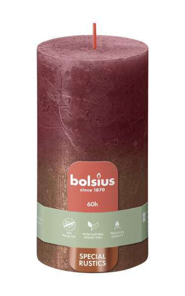 Bolsius fading kaars 130/68 Red + Copper