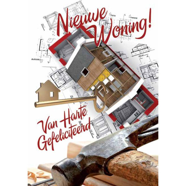 Wenskaarten Nieuwe Woning pak a 10 stuks