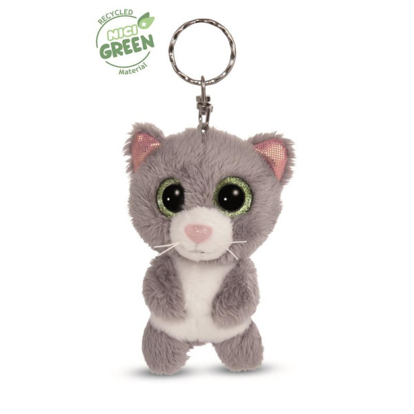 NICI Green sleutelhanger Kat grijs 9cm